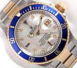 Rolex Submariner Date 16613 S/Steel  Gold Blue Insert-White MOP Diamond  Dial Model