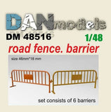 Dan Models 48516 - 1/48 Road fence, barrier. Set of 6 pcs. Resin. 3D printing Model