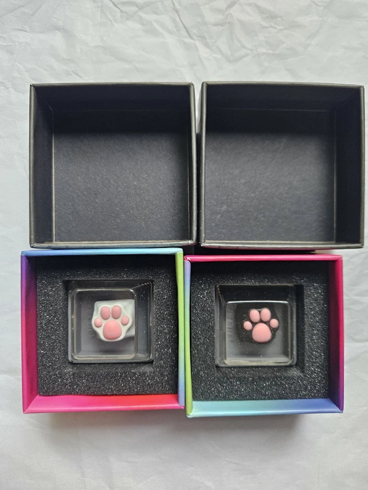 2 PACK of Keycaps ZomoPlus Kitty Paw Premium Metal Keycap Black & White in Box Model