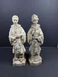 Pair Holland Mold Oriental Emperor & Empress Ceramic Figurines Statues Vintage Model