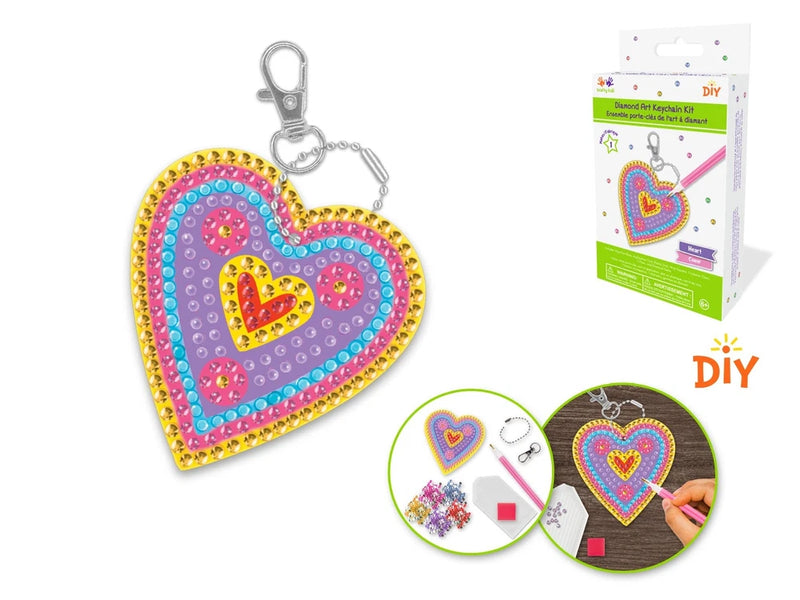 DIY Krafty Kids Heart Diamond Art Keychain Facet Bead Craft Kit Model