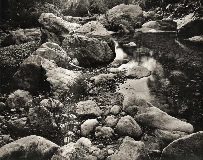 1960s Vintage Creek Boulders Landscape By STEVE CROUCH Photo Gravure Art 12X16 Model