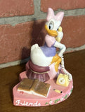 Vintage Daisy Duck Ceramic Figurine Disney Phone Diary Pink Sitting Model
