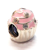 Pandora Charm,  Sweet Cupcake, #791891EN68, Silver, Pink Enamel, Clear CZ Charms