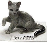 ? LITTLE CRITTERZ Cat Miniature Figurine Russian Blue Cat Kitten Silver Model