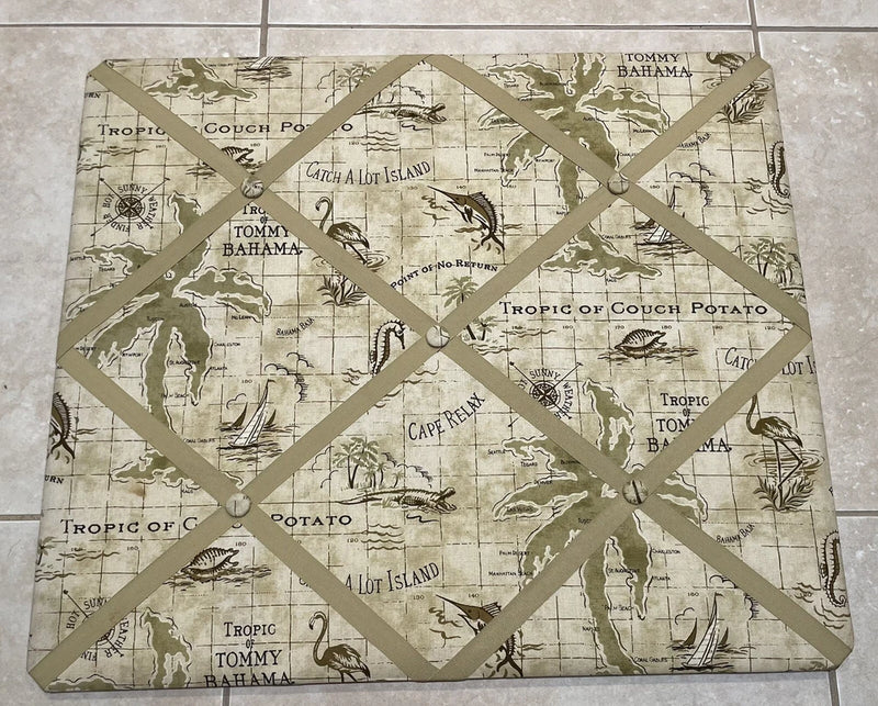 Tommy Bahama Criss Cross Padded Memory Bulletin Photo Pic Board EUC Model