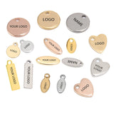 100pcs Customized Logo Stainless Steel Stamping Coin Charms Pendant tag Tail Tag Charms