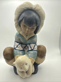Rare Beautiful Little Bear and Eskimo Girl Lladro Gres £¸in Figurine Excellent. Model