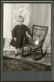 TODDLER GIRL w MILK BABY BOTTLE + ROCKING CHAIR - 1890s CABINET CARD PHOTO Model