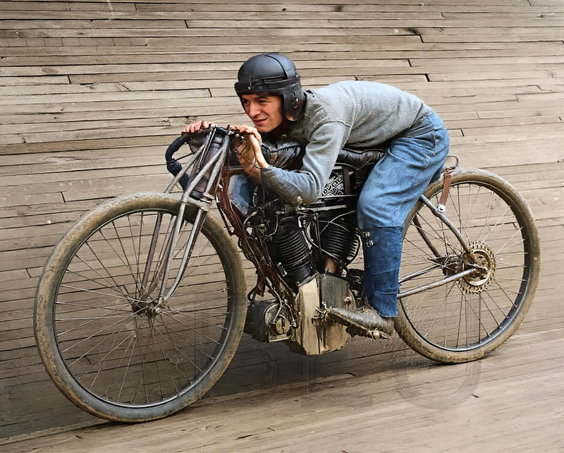 Board Track Motorcycle Racer Historic Early 1900s Racing 11 x 14"  Photo Print Model