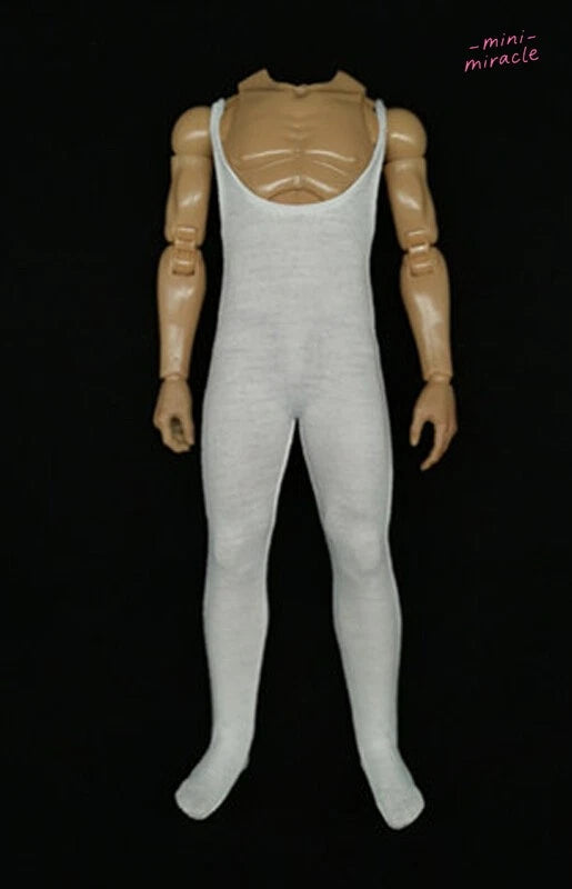 Custom White Sleeveless Tights 1/6 Male Model Fit 12" Action Figure Model