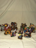Halloween Village Mini Houses & Figurines Lot, Ceramic Porcelain Model