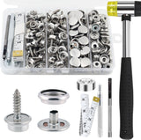 Canvas Snap Kit, 186PCS Snaps Button, Heavy Duty Fastener Tool Set, Stainless St Model