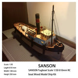 DIY SANSON Tugboat Scale 1/50 610mm RC boat Wood Model Ship Kits Model