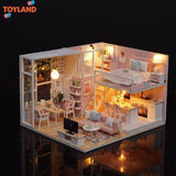 DIY Dollhouse Peaceful life 3D Wooden Mini Building Model Toy LED Doolhouse Gift Model