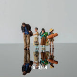 1:64 Scale 4PCS Street Shopping Figures for Diorama Building Model Diecast Car Model