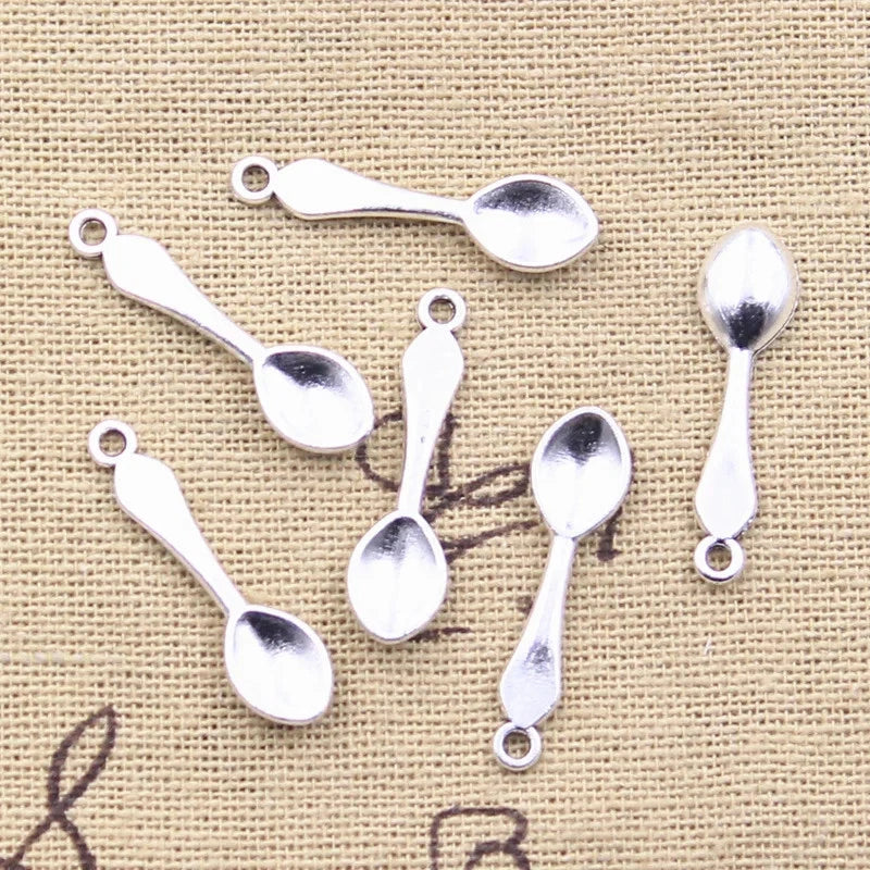 50 Pc Cooking Spoon Pendant Antique Silver Tone Kitchen Charms Jewelry Making Charms