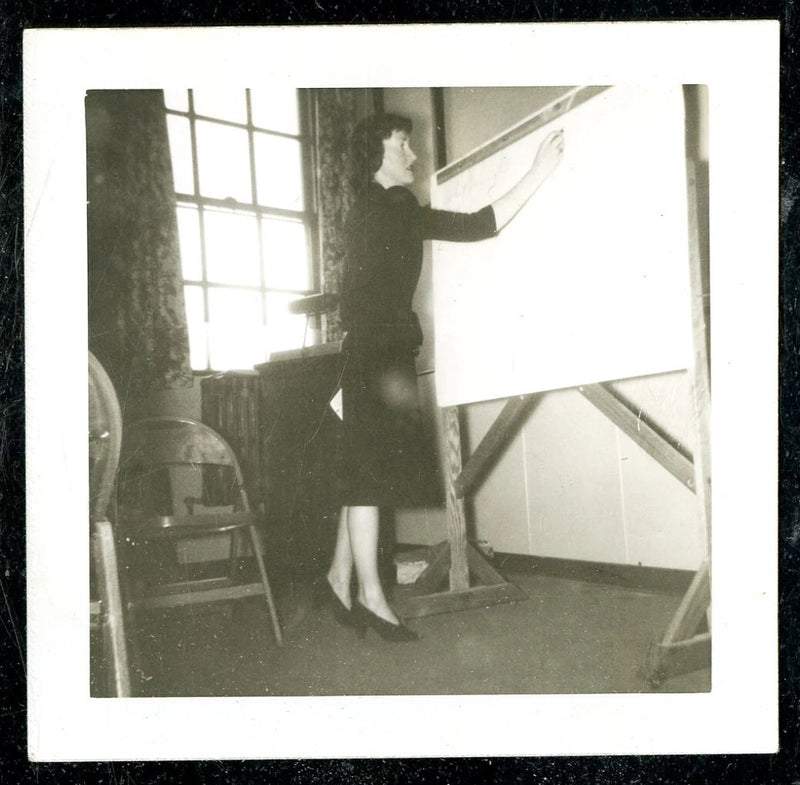 Vintage Photo PRETTY TEACHER WRITES ASSIGNMENT ON BOARD IN THE CLASSROOM 1948 Model
