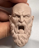 1/6 Scale Unpainted Angry Roar War God Head Carving Sculpt Model Toys Model