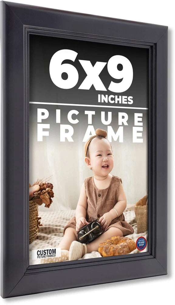 6x9 Contemporary Black Wood Frame with UV Acrylic and Acid Free Foam Board Model