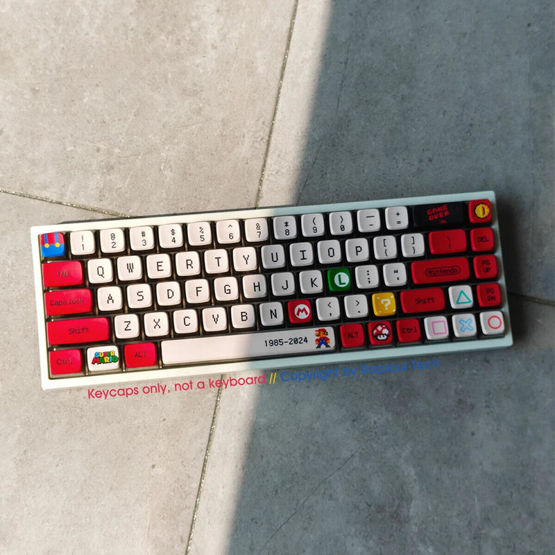 Mario Red Keycaps Set PBT Dyesub Transparent for Cherry MX Mechanical Keyboards Model