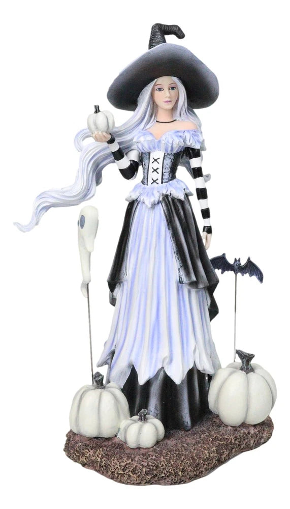 Fantasy Amy Brown Ghost Pumpkins Witch With Bat and Haunted Spirit Figurine Model