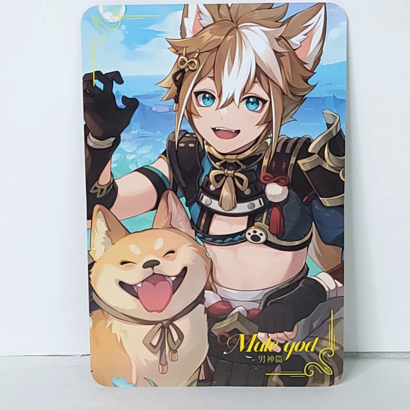Gorou Double Sided Male God Husbando Card Anime Wall Art Oversized Board A5 Model