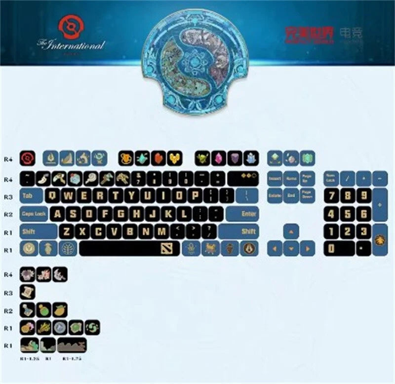 DOTA2 TI12 PBT Keycap Button Sublimation Game Keycaps For Mechanical Keyboard Model