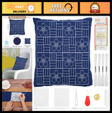 DIY Sashiko Pillowcase Template Set - Japanese Embroidery Kit with Video Instruc Model