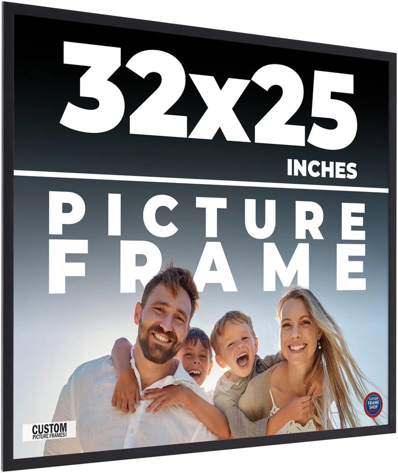 32x25 Frame Black Real Wood Picture Frame Width 0.75 inches | Interior Frame Dep Model