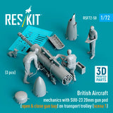 1/72 British Aircraft Mechanics with Suu-23 20mm Gun Pod Scene #1 (3 Figures) Model