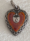 Antique Orange Enamel Your Heart For Keeps Sterling Silver Puffy Heart Charm Charms