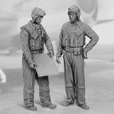 1/32 Scale WW2 Tank Crew Figures Set Resin Unpainted Soldiers Mechanics Miniatur Model