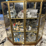 Vintage Spoontiques/Porcelain Cat Figurines And Display Wall Case- 21 Piece+Case Model
