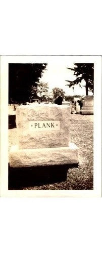 Mid-1900s Plank Gravestone Photograph Cemetery Mourning Rural Memorial Folk Art Model