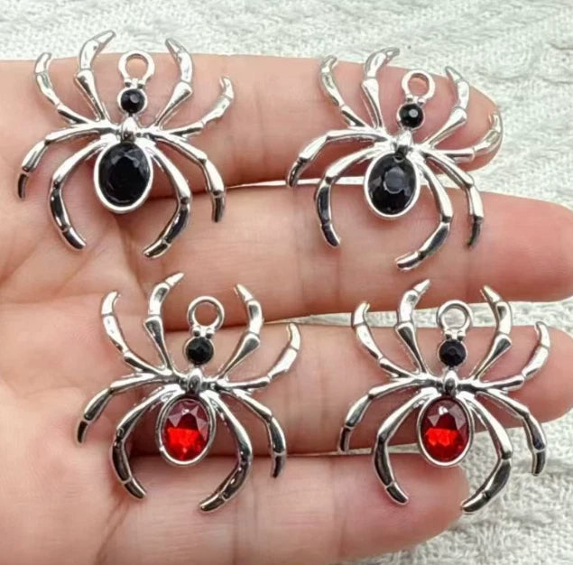 Lot 40 PCS Halloween spider Enamel Charms Metal Pendants DIY Earring Jewelry Charms