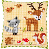 Vervaco stamped cross stitch kit cushion "Waldtiere I", 40x40cm, DIY Model