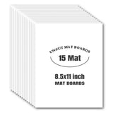 15 Pack 8.5x11 White Uncut Mat Board Sheets White Core Bevel DIY Picture Framing Model