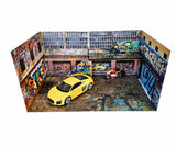 1:18 Scale Diecast Car Display Street Graffiti Garage Diorama Model Kit Model