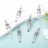 BLUK 100Pcs Skeleton Charms DIY Jewelry Making Pendants Antique Silver Charms