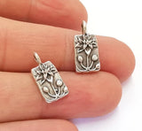 5 Flower Charms, Silver Pendant Earring Charms 18x9mm G20381 Charms