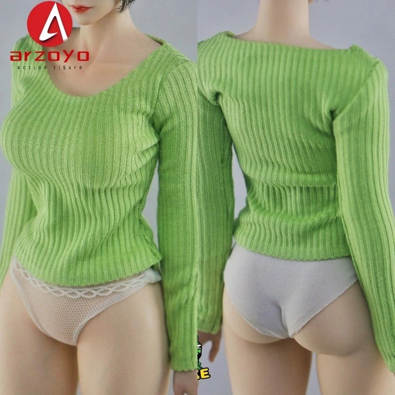 Female 1:6 Round Neck Tight Fitting Long Sleeve Sweater  Model Fit 12'' Figures Model