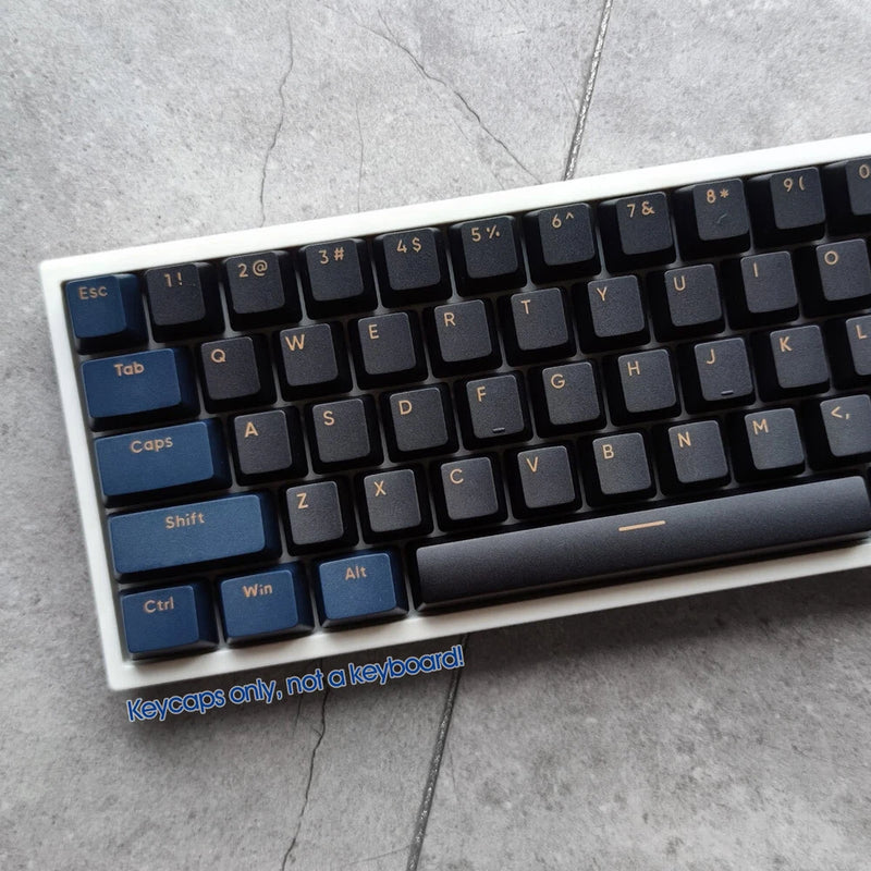 Black Navy Blue Double Shot PBT Keycaps Set OEM Profile fit Mechanical Keyboards Model