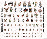 1/12 Scale Sailor Jerry Style Waterslide Decal Tattoos for 6 inch Action Figures Model