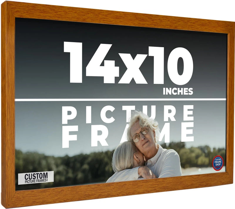 14x10 Honey Brown Real Wood Picture Frame Width 0.75 inches | Interior Frame Dep Model