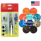 KAM Snaps Kit/Pliers/Awl - 100 Vibrant Boy Starter Size 20/T5 No Sew Buttons Model