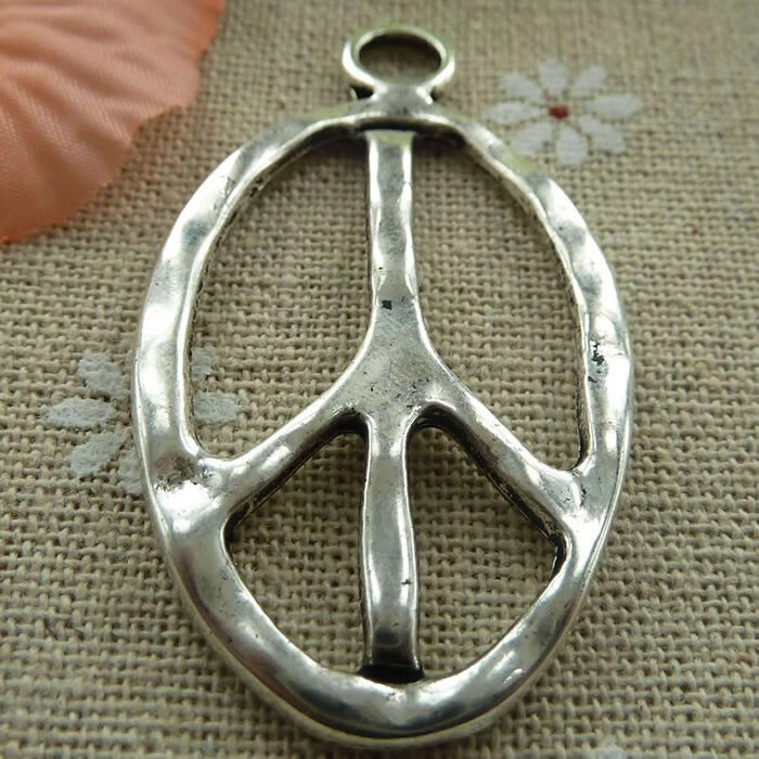 Free Ship 24 pcs tibetan silver peace symbol charms pendant 51x29mm L-358 Charms