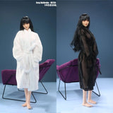 JO23X-08 1/6 Female White Black Semi Transparent Bathrobe  Model Fit 12