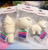DIY Color Squish Kit 3 Pack Ice Cream Cat Unicorn Paintable Squishy Toy Model