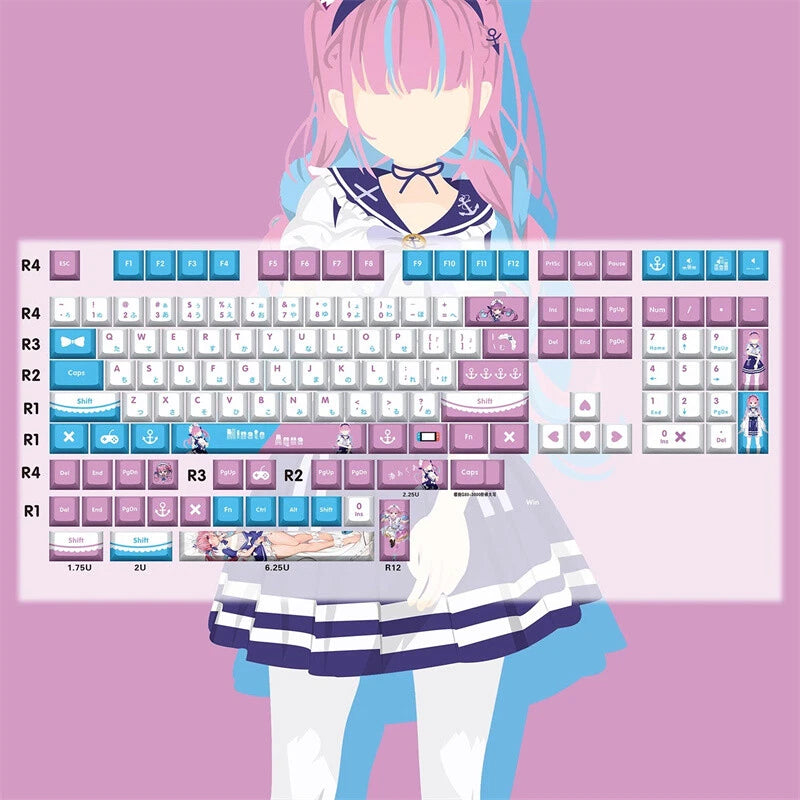 Minato Aqua Hololive Keycaps - Cherry Cross Shaft Mechanical Keyboard Custom Cap Model
